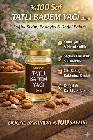 Life Tatlı Badem Yağı 20 Ml Katkısız Doğal İçerik - Soğuk Sıkım