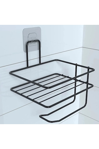 Buffer Kendiliğinden Yapışkanlı Tuvalet Kağıdı Tutacağı Ve Yedek Siyah