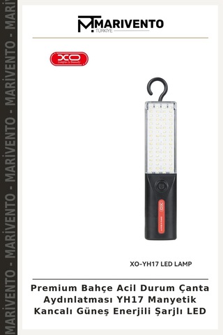 Premium Bahçe Acil Durum Çanta Aydınlatması Yh17 Manyetik Kancalı Güneş Enerjili Şarjlı Led