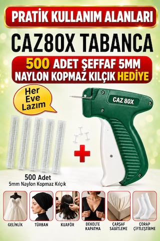 Caz Türban Gelinlik Tabancası 80x Ve 500 Adet 5 Soket 5mm Naylon Kılçık