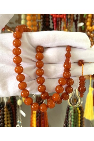 Turuncu Küre Model Sıkma Kehribar Tesbih