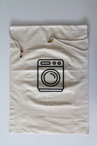 Çamaşır Makinesi Baskılı Çok Amaçlı Kirli Torbası 50x70cm Bej