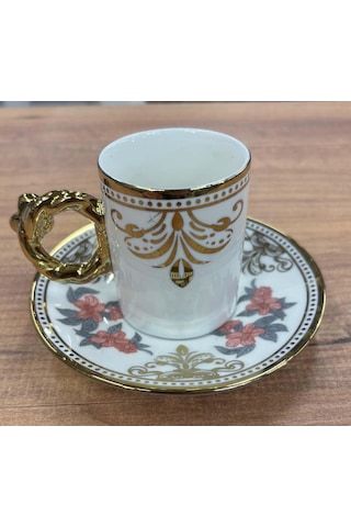 Porselen Kahve Takımı 6 Kişilik Özel Tasarım 100 Ml Beyaz