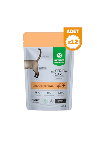Nature S Protection Superior Care Urinary Ördekli & Tavuk Göğüslü Sos İçinde Yaş Kedi Maması 85g 12 Adet
