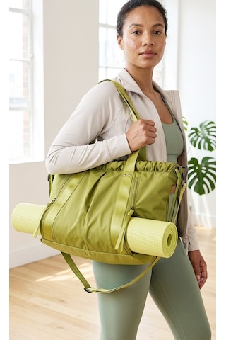 Ful - Yoga - Pilates Yeşil Gündelik Laptop Omuz Tote Mat Çantası Lime Yeşili