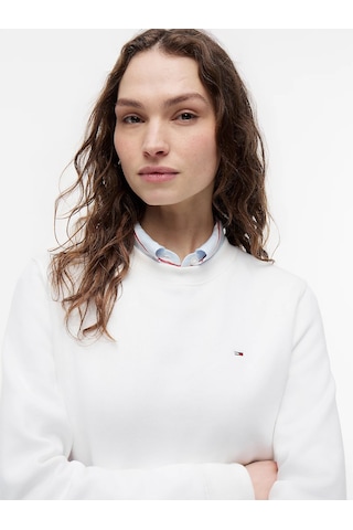 Tommy Hilfiger Bayan Sıfır Yaka Sweatshirt Açık Krem