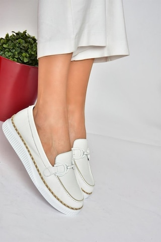 Fox Shoes P555100003 Beyaz Hakiki Deri Günlük Kadın Ayakkabı Beyaz