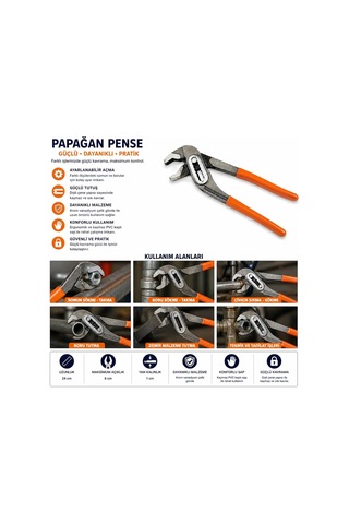 Orret Home 24 Cm Papağan Pense Ayarlı Pense Kargaburun Boru Anahtarı Çok Amaçlı Ayarlanabilir Kaymaz Saplı Dayanıklı Çelik El Aleti Asorti Renk