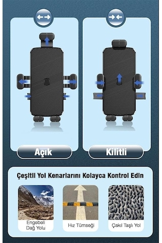 Polham Otomatik Kilit Sistemli Sarsılmaz Düşmez Gidon Uyumlu Bisiklet, Motosiklet Telefon Tutucu