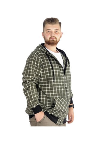 Mode Xl Erkek Oduncu Kapsonlu Sweat Pocket 21574 Yeşil 001