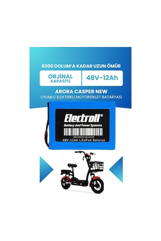 Arora Casper New Uyumlu Batarya Lifepo4 48v 12ah Elektrikli Motorsiklet Bataryası