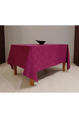 Misiny-Yaprak Desenli Fuşya Masa Örtüsü