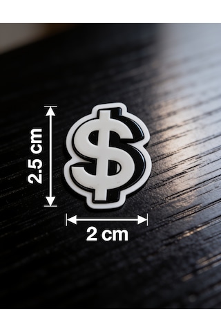 Dolar Sembolu Beyaz Rengi Telefon Sticker 3d Metal Tasarım, Arka Süs A300140