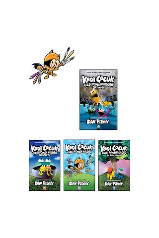 Köpek Adam İlk 11 Kitap + Kedi Çocuk 4 Kitap Set + Çıkartmalı Boyama