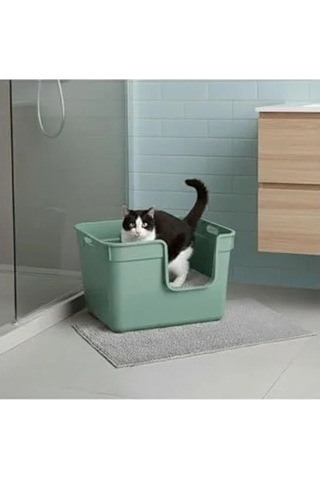 54x40x32 Cm Yeşil Yarı Açık Kedi Tuvaleti, Kolay Kullanım Açık Ahşap