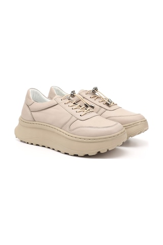 Gönderi(R) Gönderi R Bej Lastik Bağcıklı Comfort Dolgu Taban Hakiki Deri Sneaker Bej