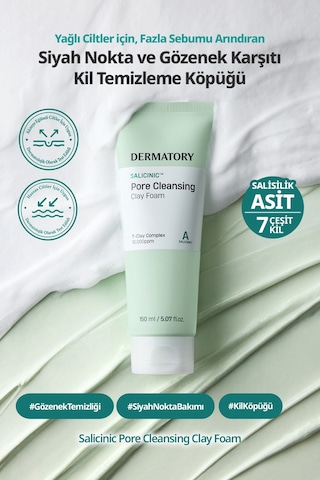 Sebumu Arındıran Siyah Nokta Ve Gözenek İçin Kil Temizleme Köpüğü Dermatory Salicinic Pore Clay Foam