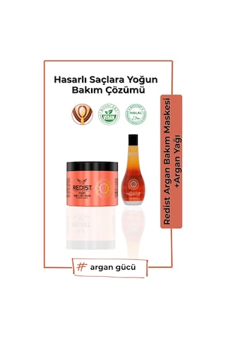 Redist Moroccan Argan Yağı Saç Bakım Yağı 100 ML + Redist Argan Saç Maskesi 500 ML