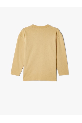 Koton Oversize Basic Tişört Cepli Uzun Kollu Bisiklet Yaka Pamuklu Bej 5wkb10407tk Ekru