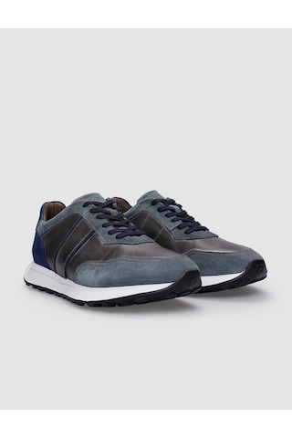 Cabani %100 Hakiki Deri Gri Bağcıklı Erkek Sneaker Gri