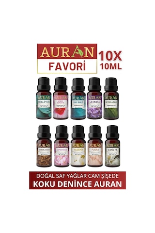 AURAN Favori Set Saf Esansiyel Uçucu Yağ Buhurdanlık Yağı 10x 10