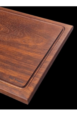Eksiz Masif Doğal Oluklu Ahşap Kesme Sunum Doğrama Tahtası