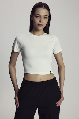 Scorp Lyra Kadın Crop Bambu Tişört Beyaz Standart
