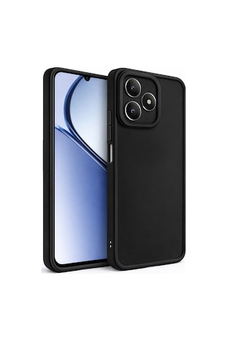 Realme C63 Uyumlu Kamera Çıkıntılı Mat Silikon Telefon Kılıfı Siyah