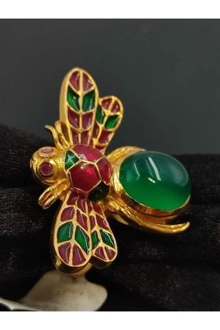 925 Ayar Gümüş Mine İşlem Yüzük 250 Altın