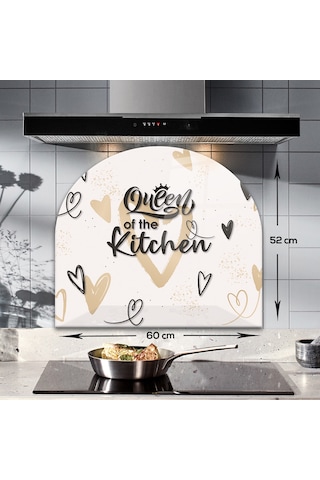 Decorita Cam Ocak Arkası |Oval Şekilli|Queen Of The Kitchen Love