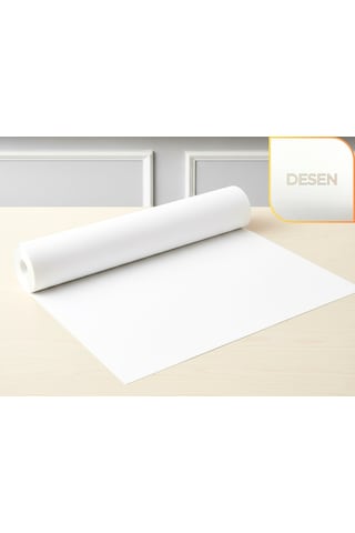 48 Cm X 5 Metre - Beyaz, Kumaş Desenli Suni Deri Çekmece İçi Kaydırmaz Halı , Raf Örtüsü