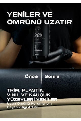 Nasiol Cabinshine Trim ve Plastik Korucuyu/Yenileyici 500 ML Plastik Yüzey Torpido Parlatıcı Bakımı