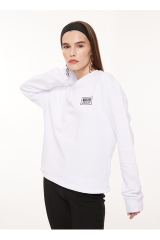 Moschino Jeans Bisiklet Yaka Düz Beyaz Kadın Sweatshırt A1713