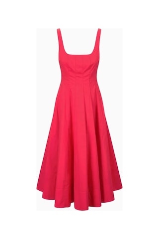 Staud Wells Dress, Midi A - Kesim Elbise, Günlük Ve Özel Etkinlikler Için Şık Kırmızı