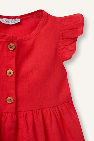 Defacto Flamlı Poplin Elbise Kız Bebek Z7402a226smrd63 Kırmızı-rd63
