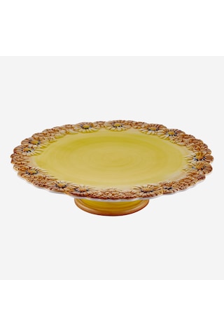 Sarı Seramik Kek Standı 36 Cm