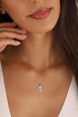 Rabia İşareti Gümüş Kolye Rose Gold