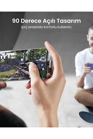 Ugreen Usb-c To Usb-a 3a Qc 90 Derece Hızlı Şarj Kablosu, 1 Metre, Uzay Girişi, 50941