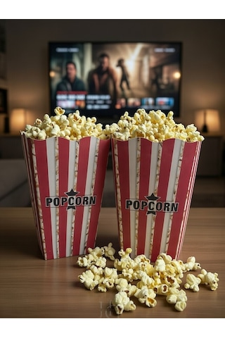 Hg Ambalaj 15 Adet Popcorn Kutusu, Patlamış Mısır Kutusu , 16cm X 8cm X 5,5cm Küçük Boy