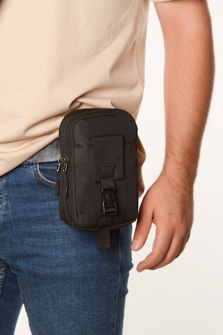 Newish Polo Erkek Siyah Suya Dayanıklı Taktik Kemerlikli Telefon Bölmeli Bel Çantası Outdoor, İş 18x11 Cm Siyah