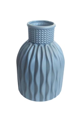 Kendinden Desenli Dar Ağızlı Plastik Vazo - Çok Amaçlı Kalemlik Fırçalık Vazo 12,5 X 8,5 Cm Gri