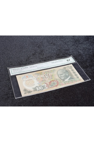 Türkiye 1979 100 Türk Lirası 6. Emisyon Cga 67 Gem Uncırculated Atatürk & Ağrı Dağı