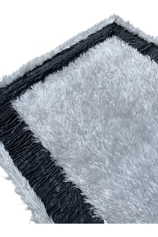 Saray Halı Simli Deri 100x200 Dekoratif Ofis Halısı Gri Siyah Beyaz Gri Siyah
