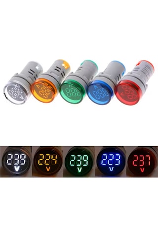 Xkoren 22 Mm 24-550v Led'li Yeşil Voltmetre 10 Adet