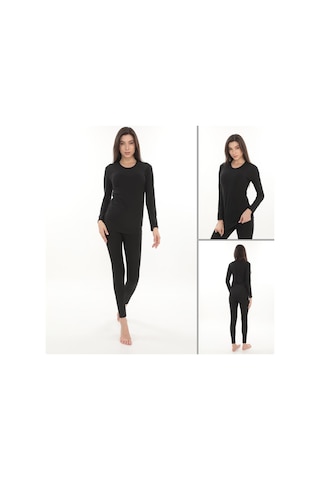 Sauna Suit Termal Içlik, Unisex Kışlık Sıcak Tutan Pamuklu Yakmayan, Termal Alt Üst Takım, Termal Fanila Iclik Siyah
