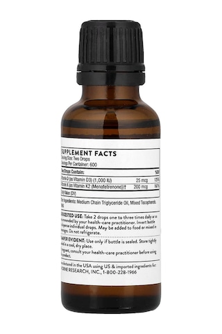 Thorne D Vitamini Ve K2 Damla 30 Ml Takviye Edici Gıda