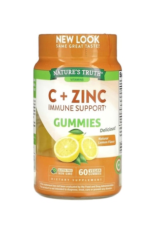 Nature's Truth, C + Zinc, Immune Support, Natural Lemon, 60 Vegan Gummies