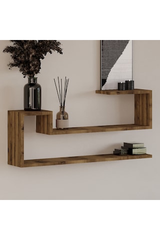 Ravi Dekoratif Duvar Rafı, Modern Kitaplık Ve Raf Ünitesi Antik Ceviz