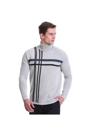 Hatemoğlu Gri Comfort Fit Desenli Balıkçı Yaka Yünlü Triko Kazak 34232022a Gri