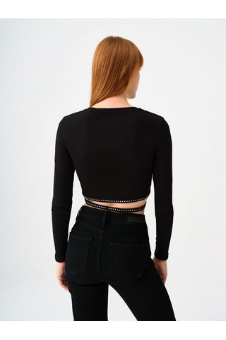 LOFT Crop Kadın Bluz U.kol Lf2037734 Q1.v1 Siyah